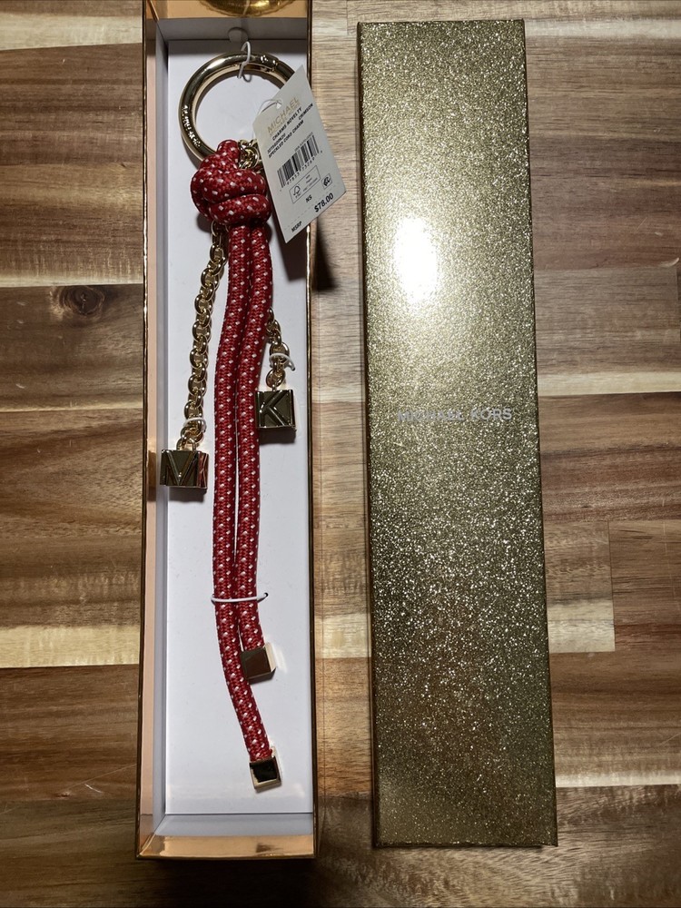 NWT MICHAEL KORS Speckled Cord Bag Charm - Crimson $78