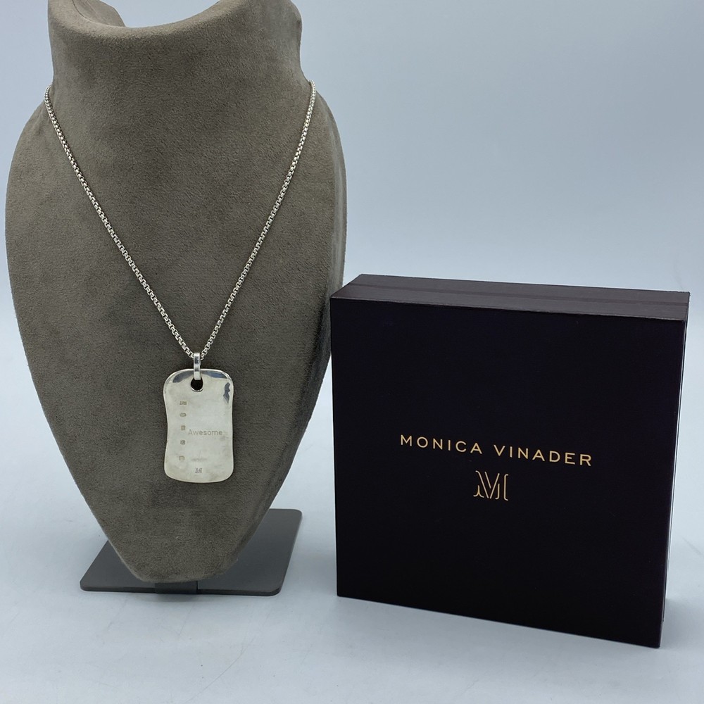 Monica Vinader Silver 925 Awesome Dog Tag Necklace Boxed
