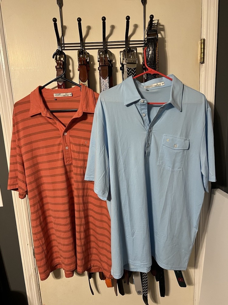 Criquet Lot of 2 Polo Shirts Men's XL Short Sleeve Golf Casual Pocket Blue Red