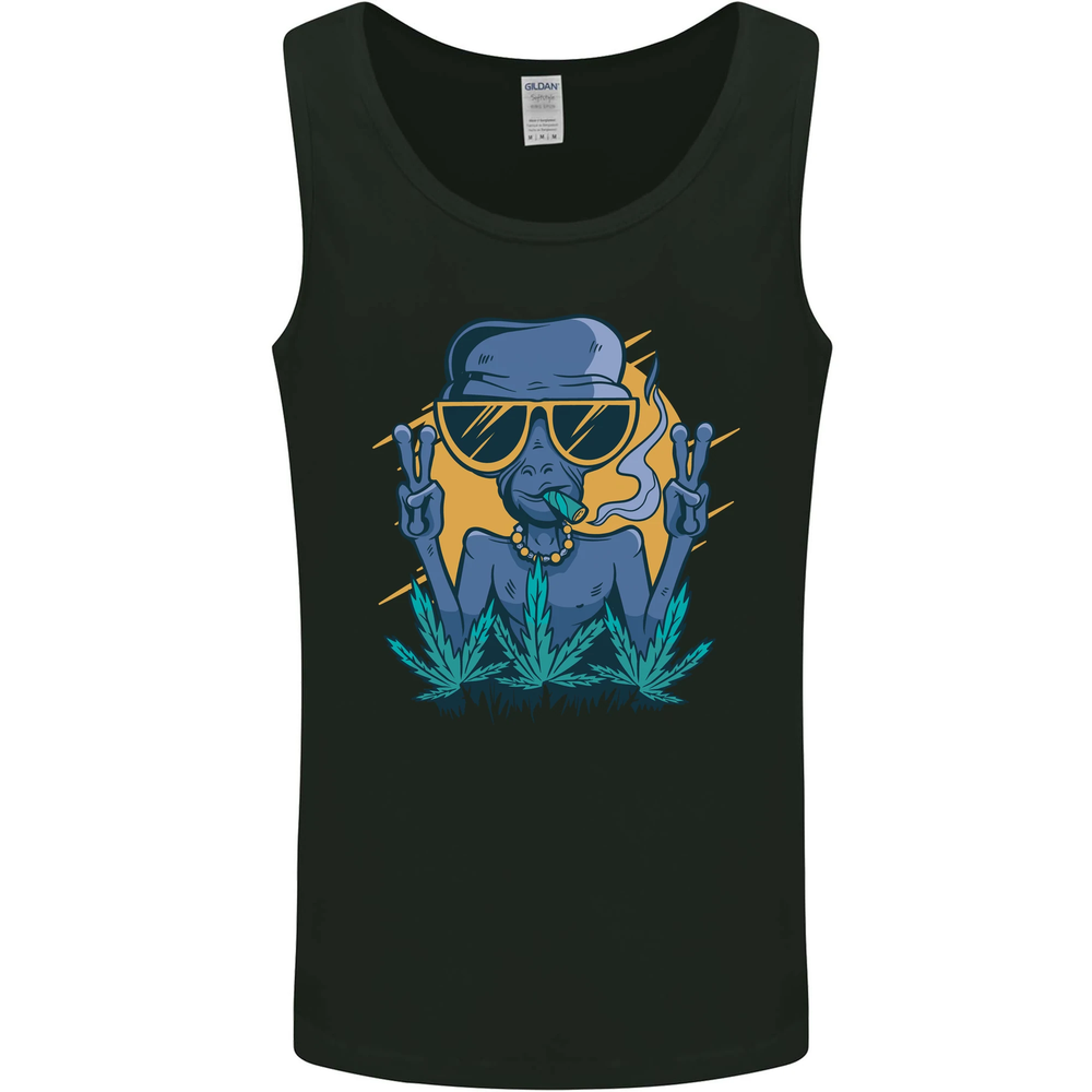 Alien Smoking Weed Funny Stoner Mens Vest Tank Top