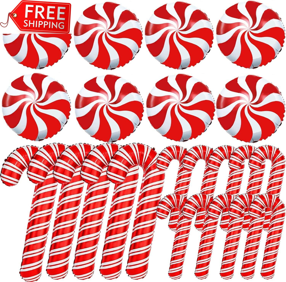 23Pcs Christmas Candy Cane Foil Balloons for Xmas Photo Backdrop Candies Theme N