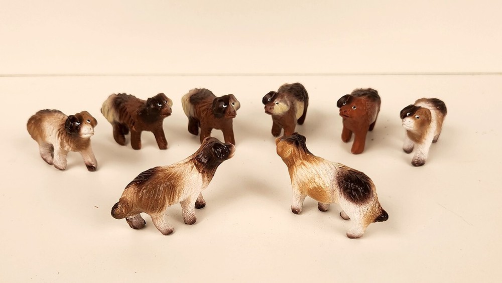 Vintage J. Puig Nativity Animals Dogs 8 Piece Set Spain Hand Painted