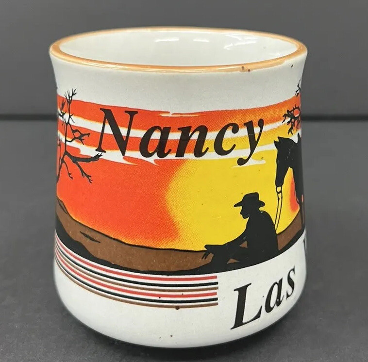 Vintage Las Vegas Personalized “Nancy” Western Cowboy & Sunset Coffee Mug