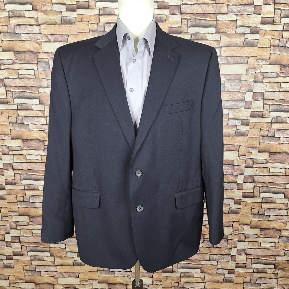 Stafford Jacket Blazer Mens 48R Navy Single Vented Wool