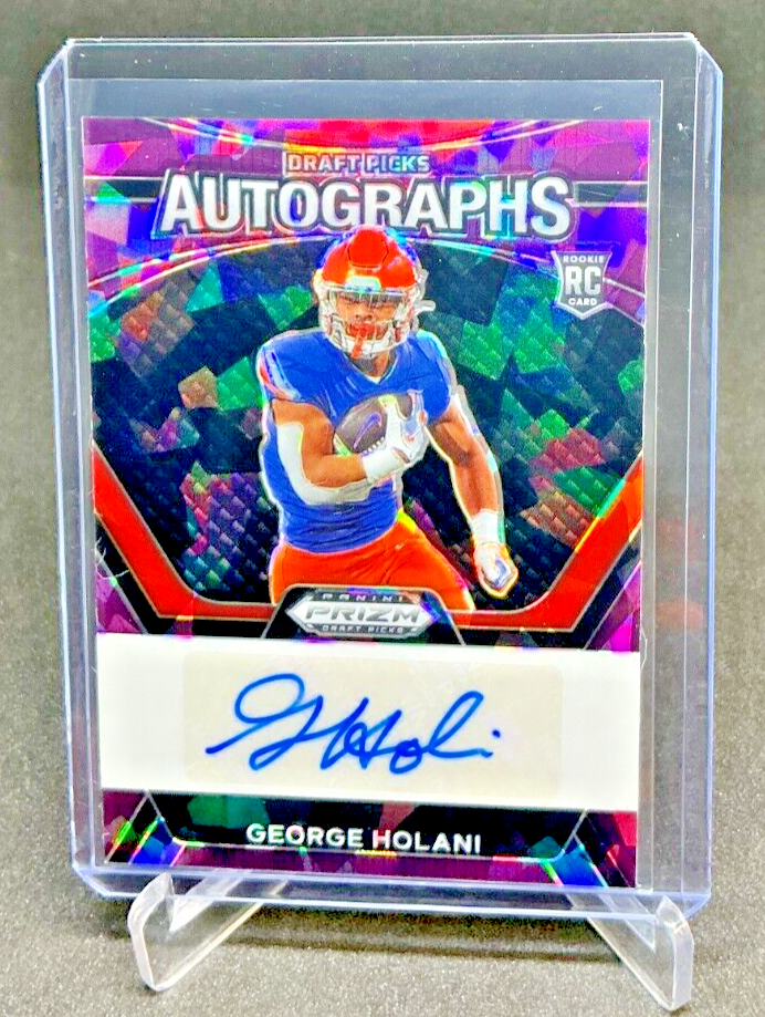 2024 Prizm Draft Picks George Holani Purple Ice Prizm Auto RC 72/99 Boise State