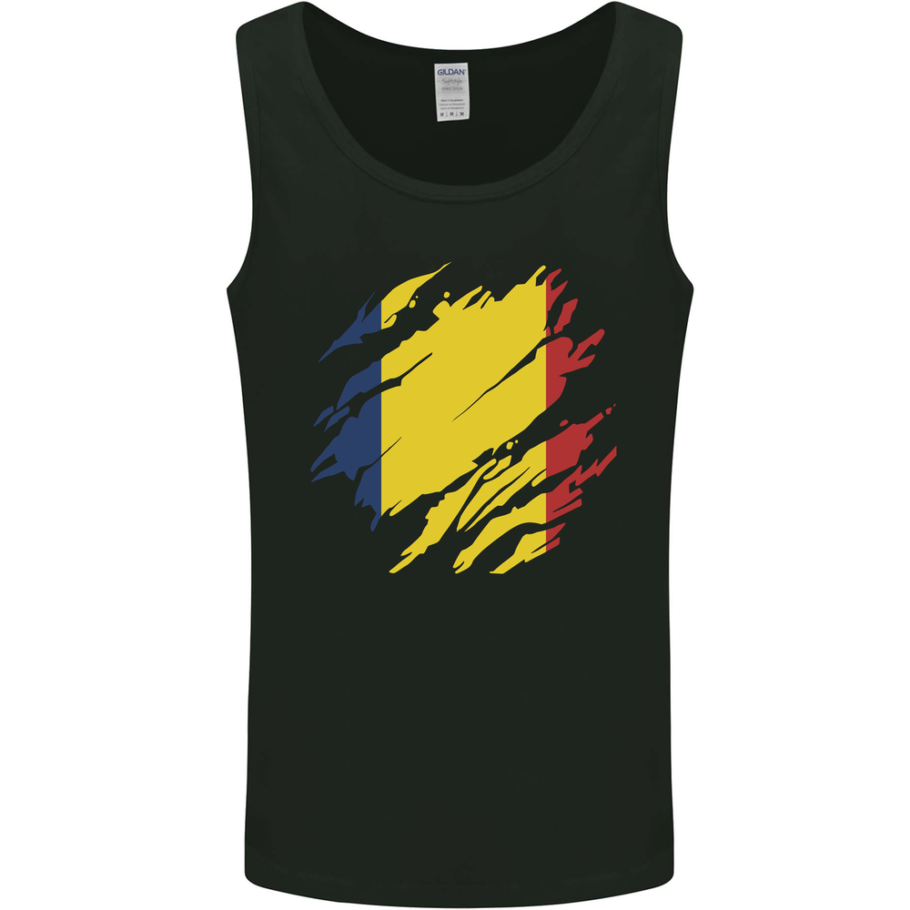 Torn Chad Flag Chadian Day Football Mens Vest Tank Top
