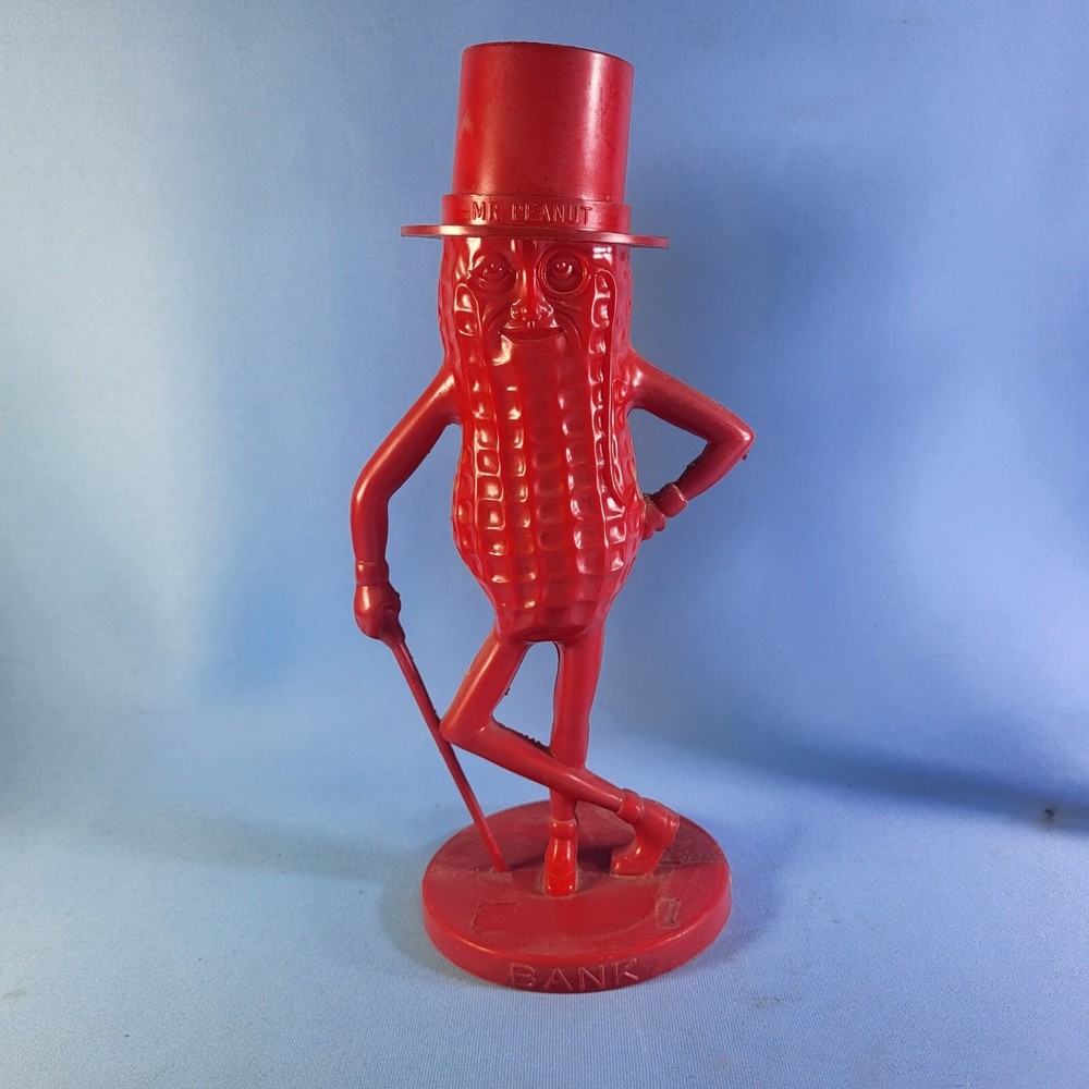 Fun! Vintage 1950s Mr. Peanut Planters Mascot Red Plastic 8.5