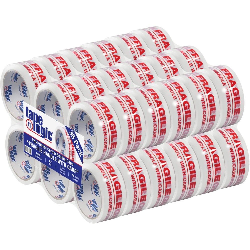 Tape Logic 2 Inch x 55 Yard 2.2 Mil Red/White, Heavy Duty Packing Tape, 