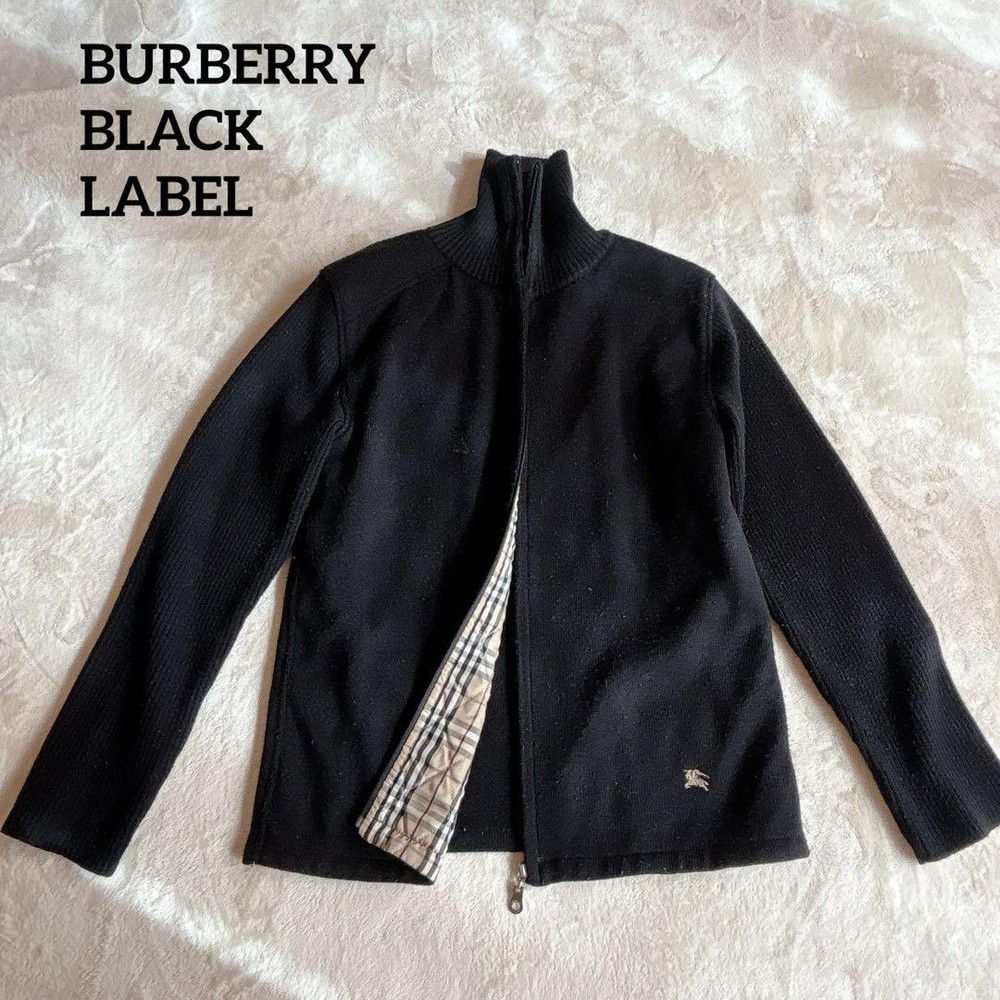 Burberry Black Label Horsemark Zip-up Cardigan Nova Check F/S from Japan