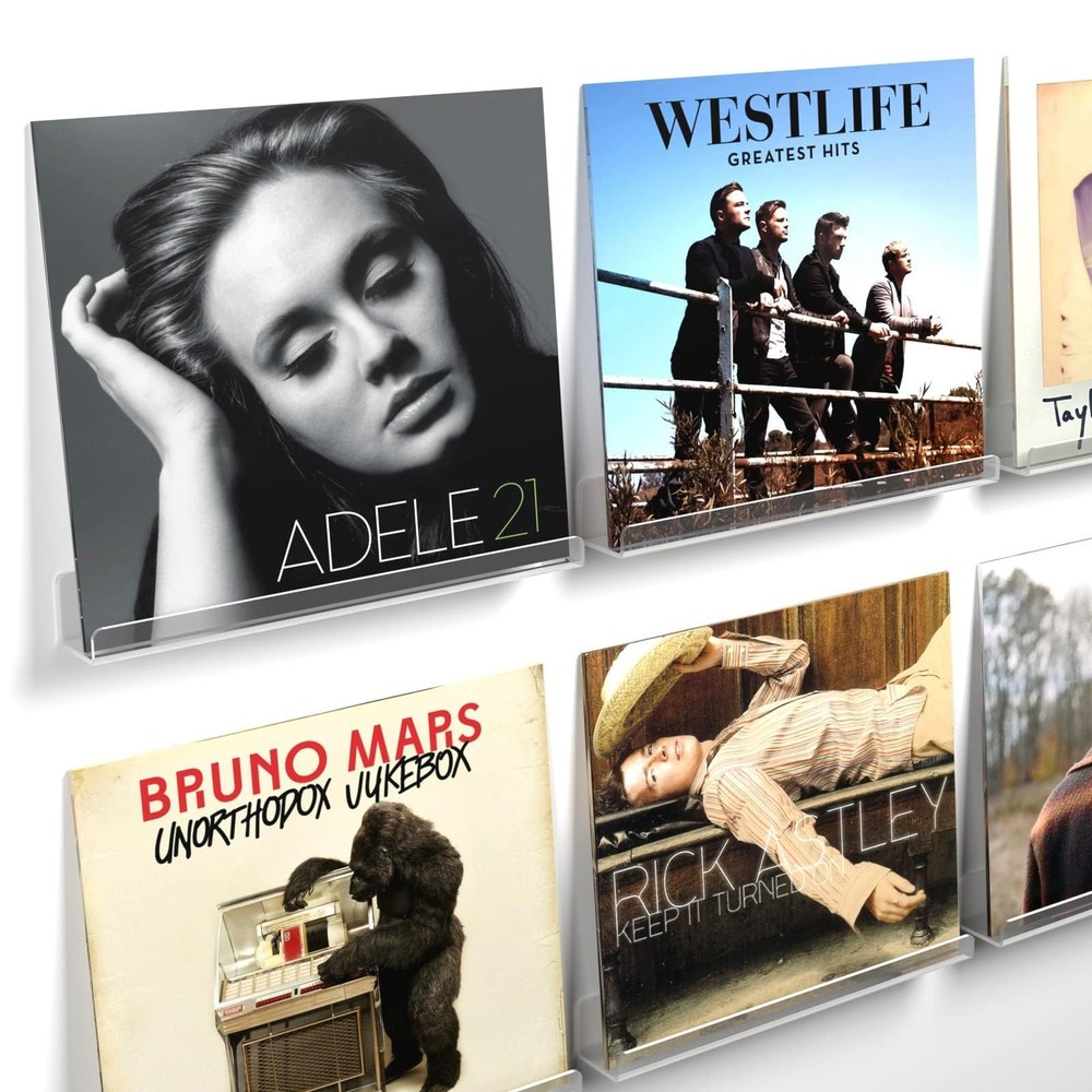 Acrylic Vinyl Record Wall Shelf 12-inch Album Holder Floating Display 6-Pack