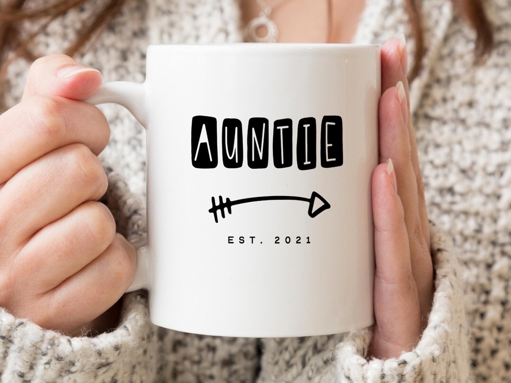 Auntie Est 2021 Coffee Mug Pregnancy Announcement Coffee Mug Custom Gift To