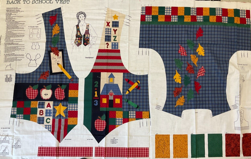 BACK TO SCHOOL ADULT VEST PANEL BY DREAMSPINNERS- SIZES 6-20-image