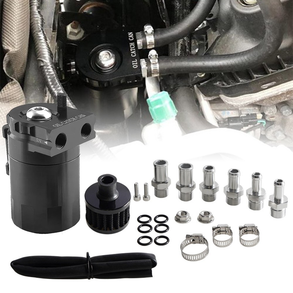 Universal Aluminum Oil Catch Can Kit Reservoir Baffled Tank with Breather Filter