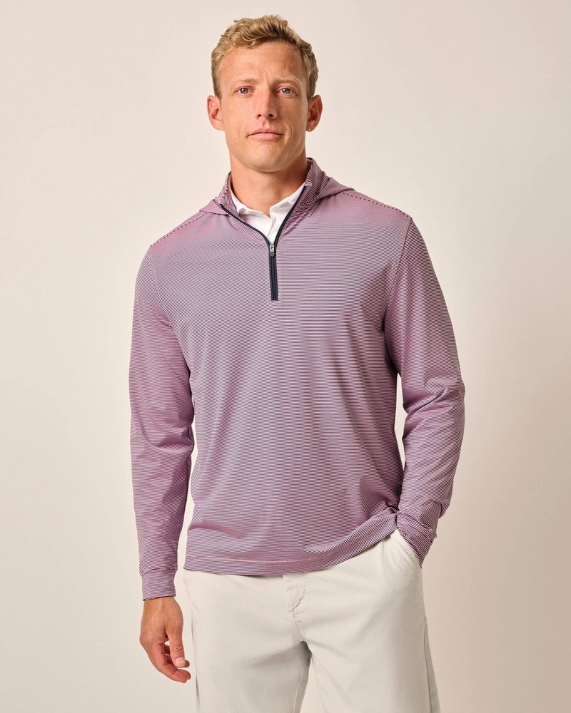 johnnie-O Hybrid Performance 1/4 Zip Hoodie Navy/Porto Pink Size XL