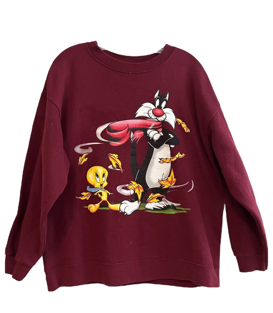 VINTAGE 90s Looney Tunes Sylvester Tweety Bird Crew Neck Sweatshirt Size M/L