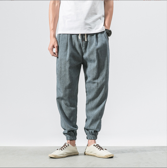 Harem Pants Jishinman Pants Men Linen Drop Crotch Wide Leg Baggy Pants
