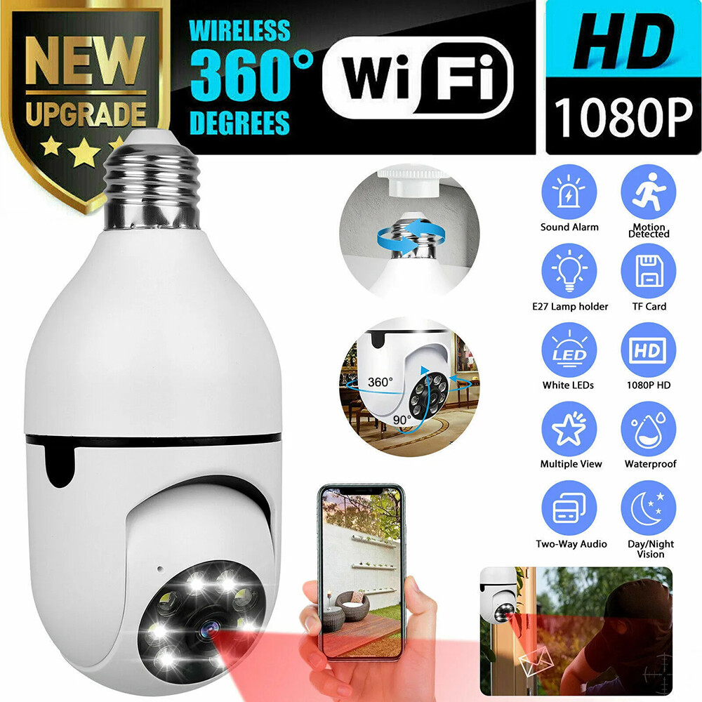 1080P Wireless 360° IP E27 Light Bulb Camera WiFi IR Night Home Security Camera