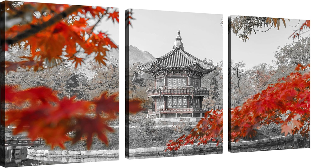 Korean Landscape Wall Art Canvas Gyeongbokgung Palace Architecture Pictures on W