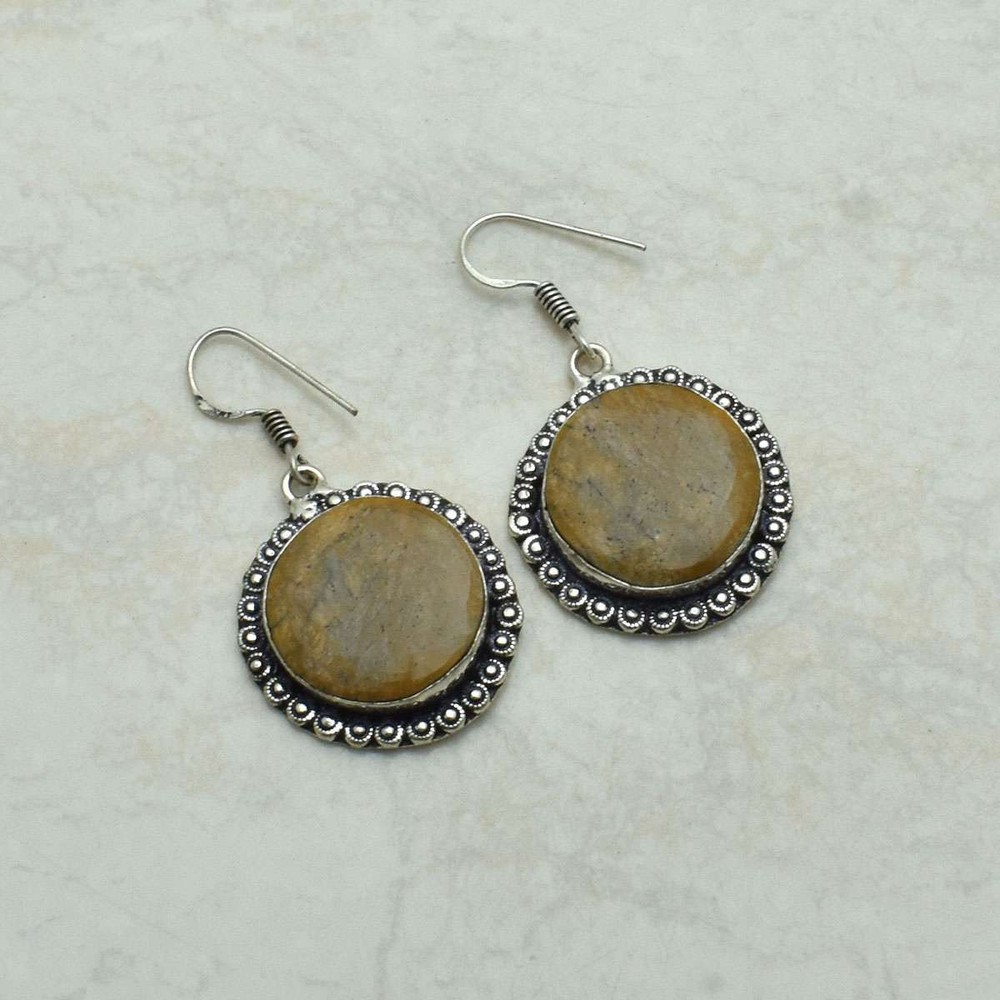 Dendrite Opal Gemstone Handmade Drop Dangle Earrings Jewelry Gift 1.76