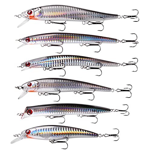 6-Pack Saltwater Surf Fishing Lures Kit with Jerkbait & Topwater Baits