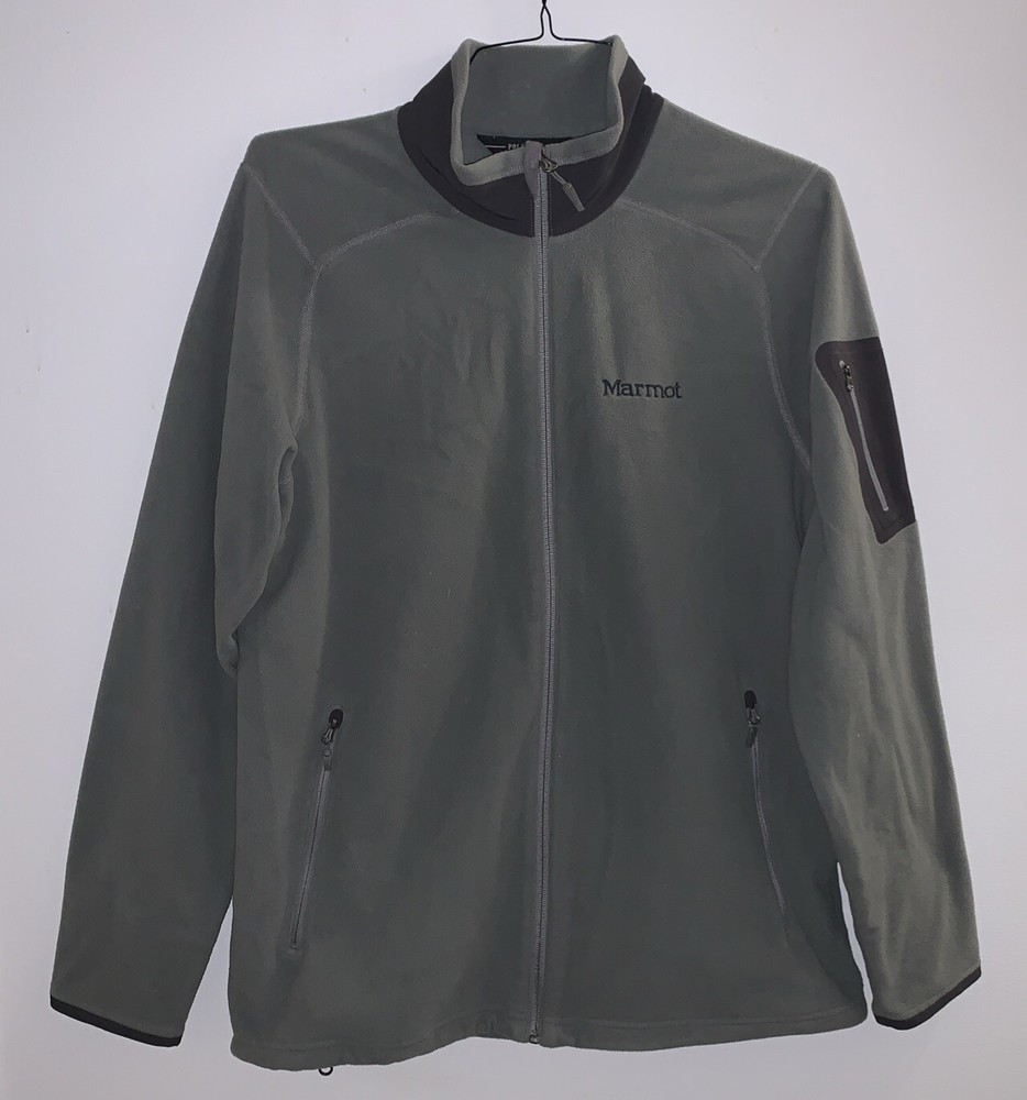 Marmot Men’s Gray Fleece Polartec Full Zip Jacket Size Large Great Condition