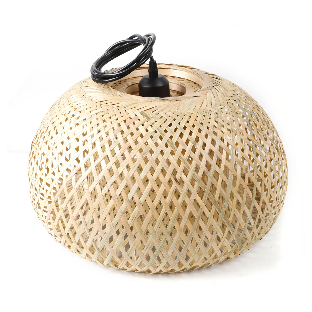 Bamboo Wicker Rattan Pendant Light Fixture Asian Vintage Hanging Ceiling Lamp US
