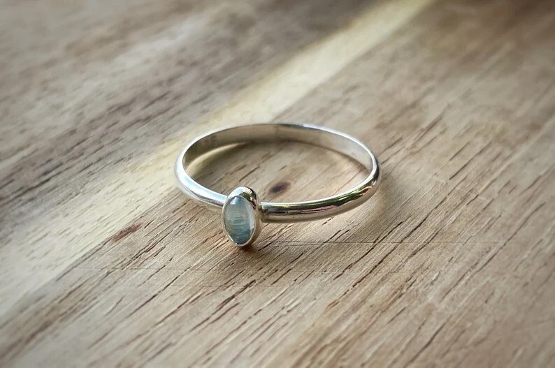 Handmade 925 Sterling Silver Moon Round Gemstone Wide Band Ring For Women