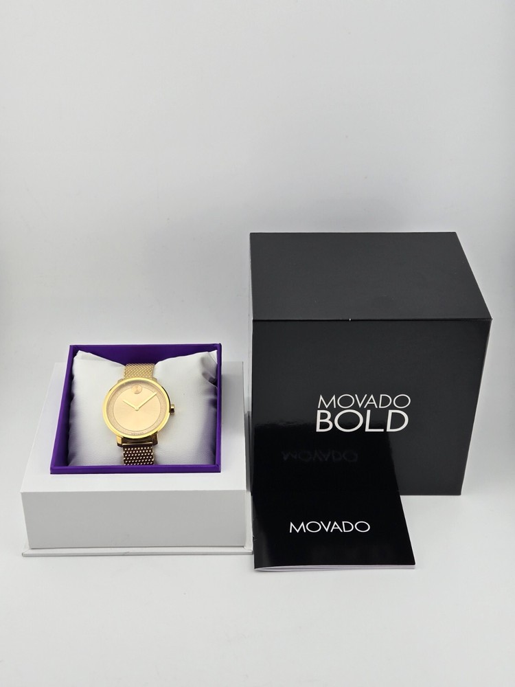 Movado Women's Bold Gold Dial Stainless Steel Watch - 3600580 ($595 MSRP)