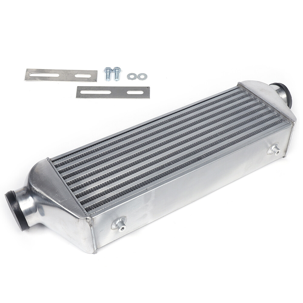 Universal 27x9x4 Polished Tube & Fin Intercooler 3in Inlet Outlet