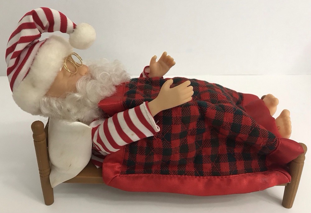 Vintage Gemmy Animated Snoring Santa in Bed Holiday Decor  