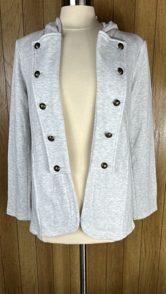 Tommy Hilfiger (Sz S) Casual Band Jacket Hoodie Gray Buttons J12E0389 NEW $119