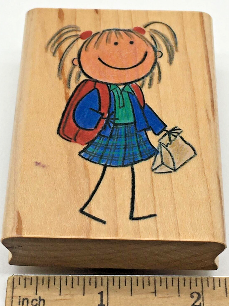BACK TO SCHOOL GIRL backpack lunch bag Rubber Stamp Me & My Big Ideas kid-image