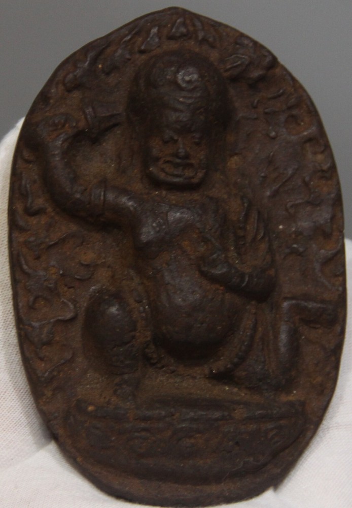 Tibet 1500s Old Buddhist Medicine Clay Tsa Tsa Buddha Statue Fudosan Acalanatha