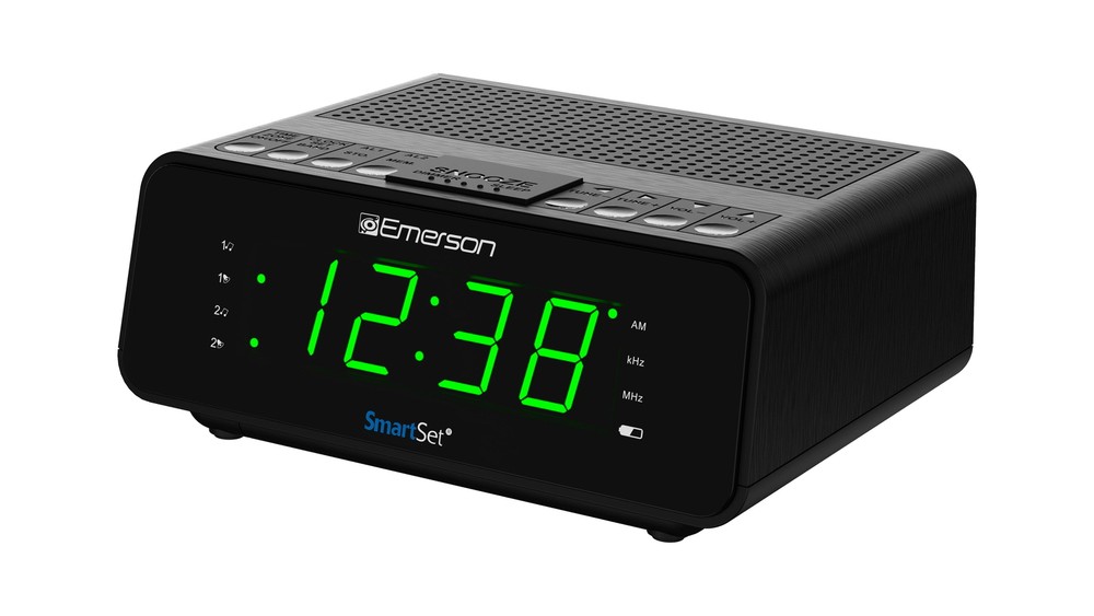 SmartSet AM FM Dual Alarm Clock Radio with 0.9 Inch Jade Green LED Display CKS1900
