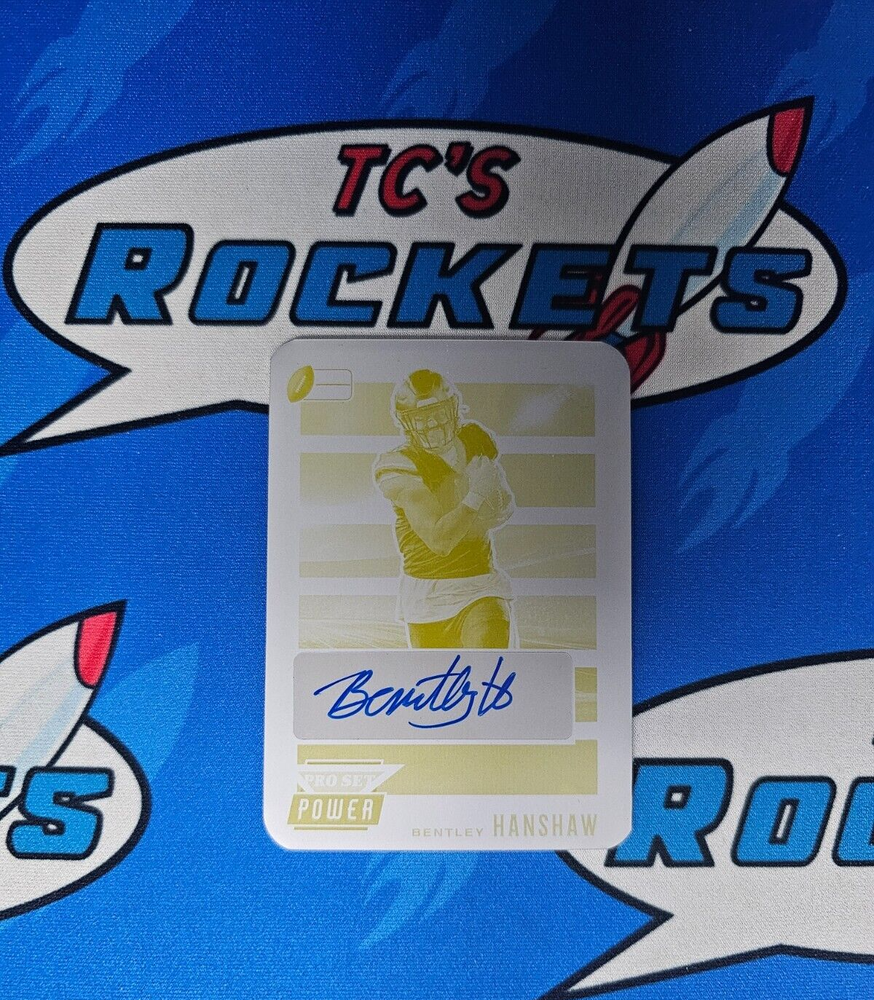 2024 Leaf Pro Set Metal Football Yellow plate 1/1 PW-BH1 Bentley Hanshaw Auto