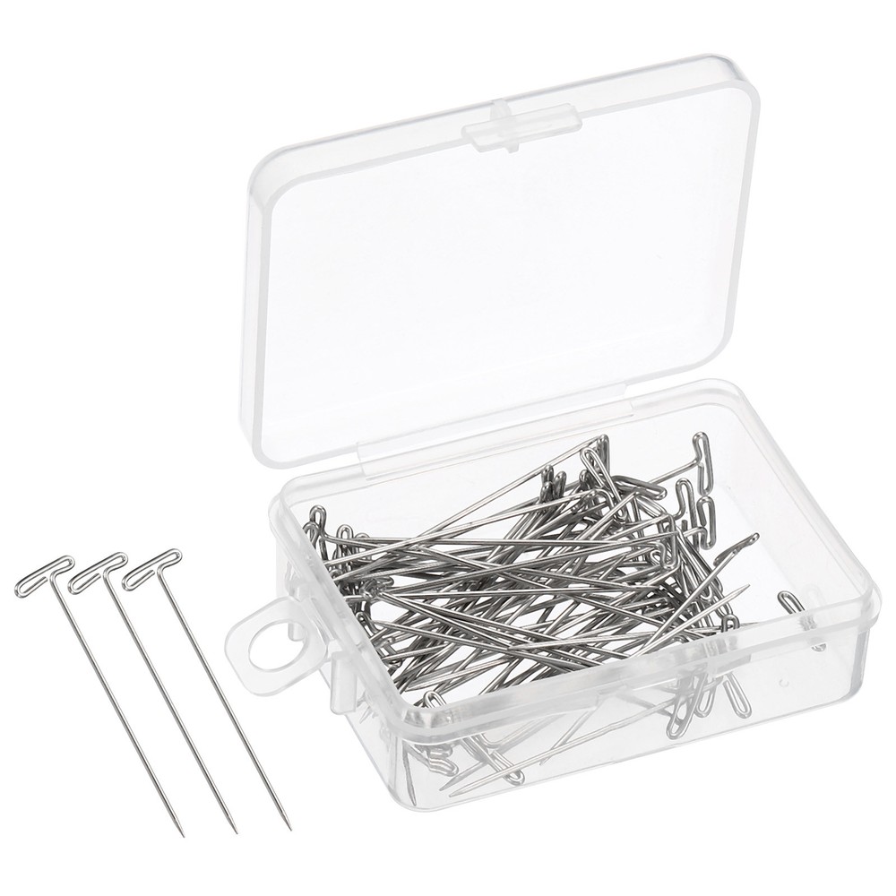 50 Silver 2-Inch T-Pins for Sewing, Quilting & Fabric – Straight Needle Pack of 50