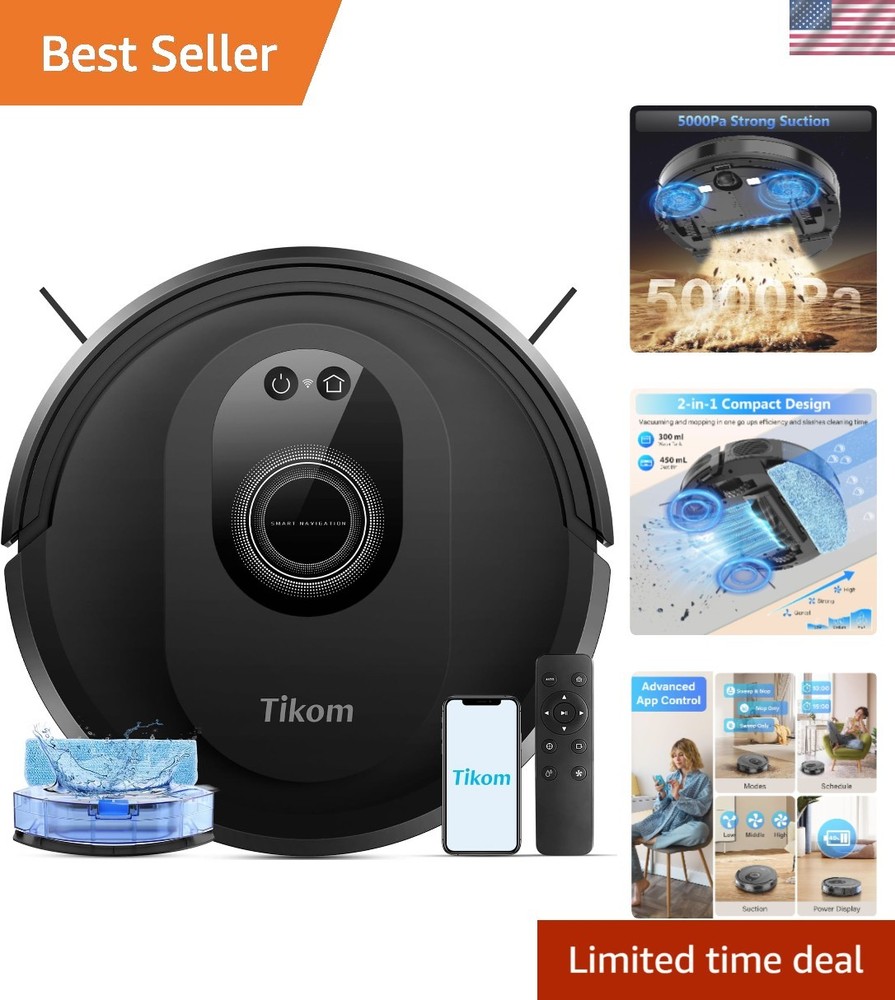 Advanced Robotic Vacuum Cleaner with 5000Pa Suction & App Control - G8000 Max