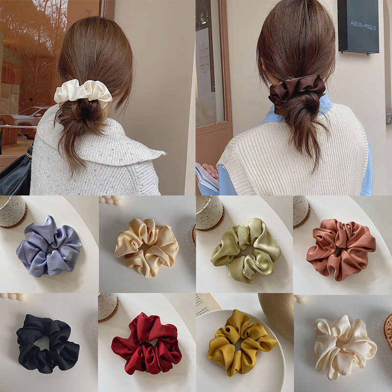 1/2PCS Solid Elastic Hair Scrunchies for Women - Multicolor Ponytail Bands