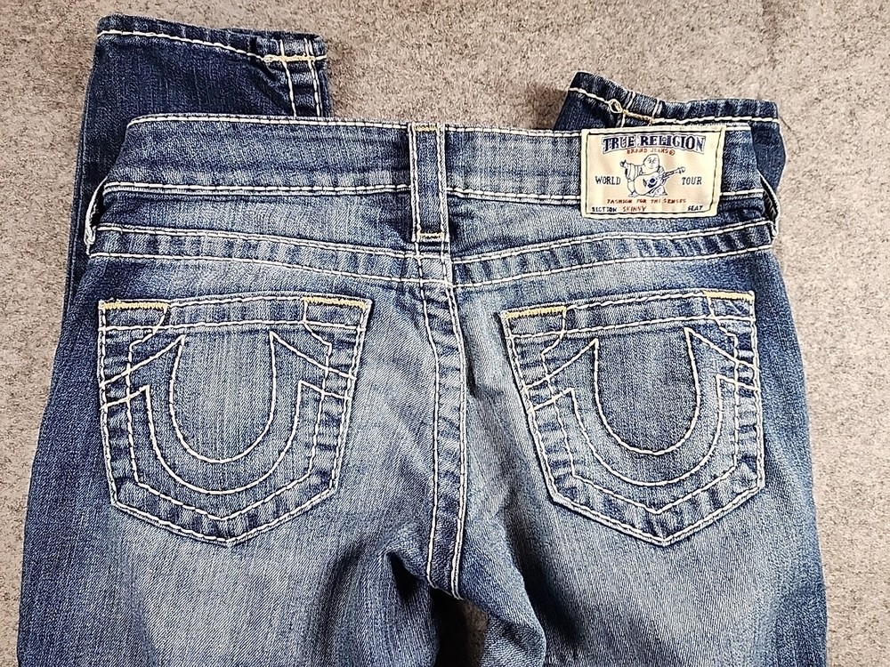 True Religion Womens 26x32 Skinny Denim Jeans Retro 2013 Y2K Faded Stretch
