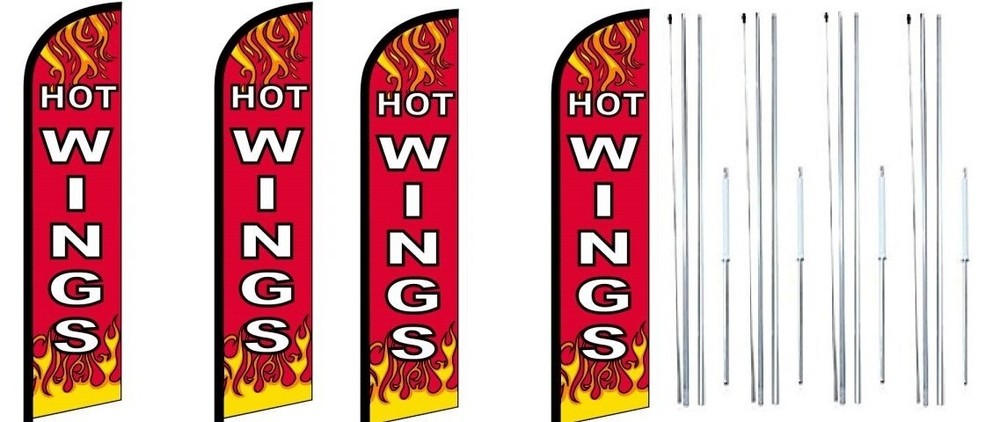 Hot Windless Flag With Complete Hybrid Pole set- 4 pack