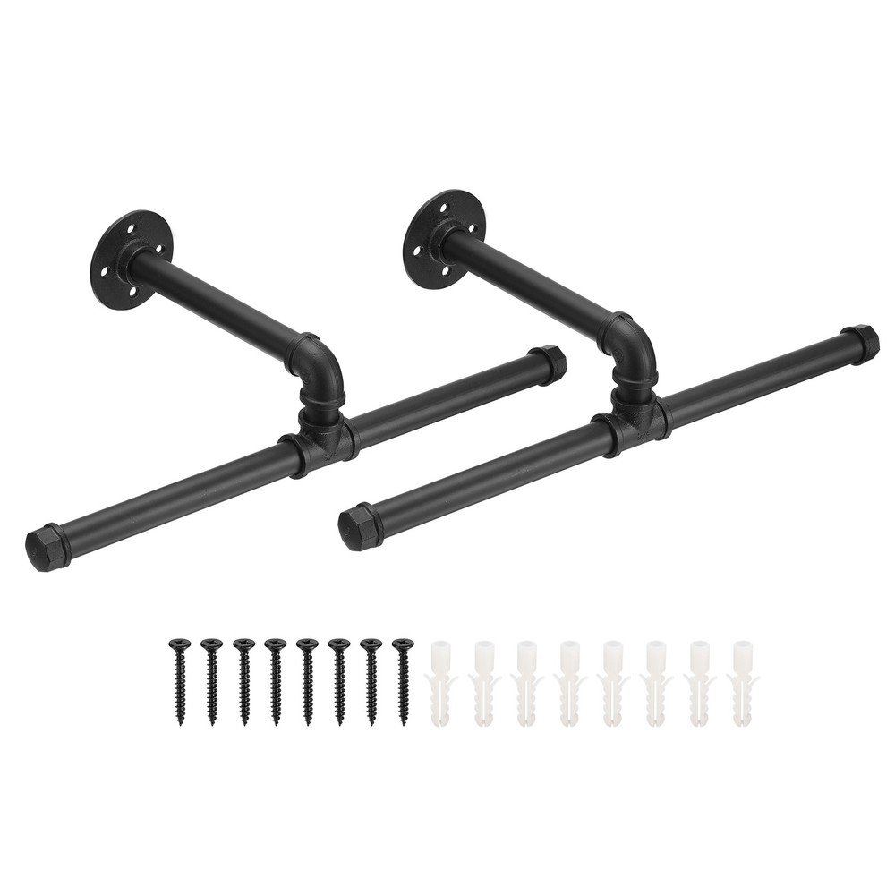 18 Inch Industrial Pipe Clothes Racks, 2 Sets Wall Mounted Garment Clothing Rack