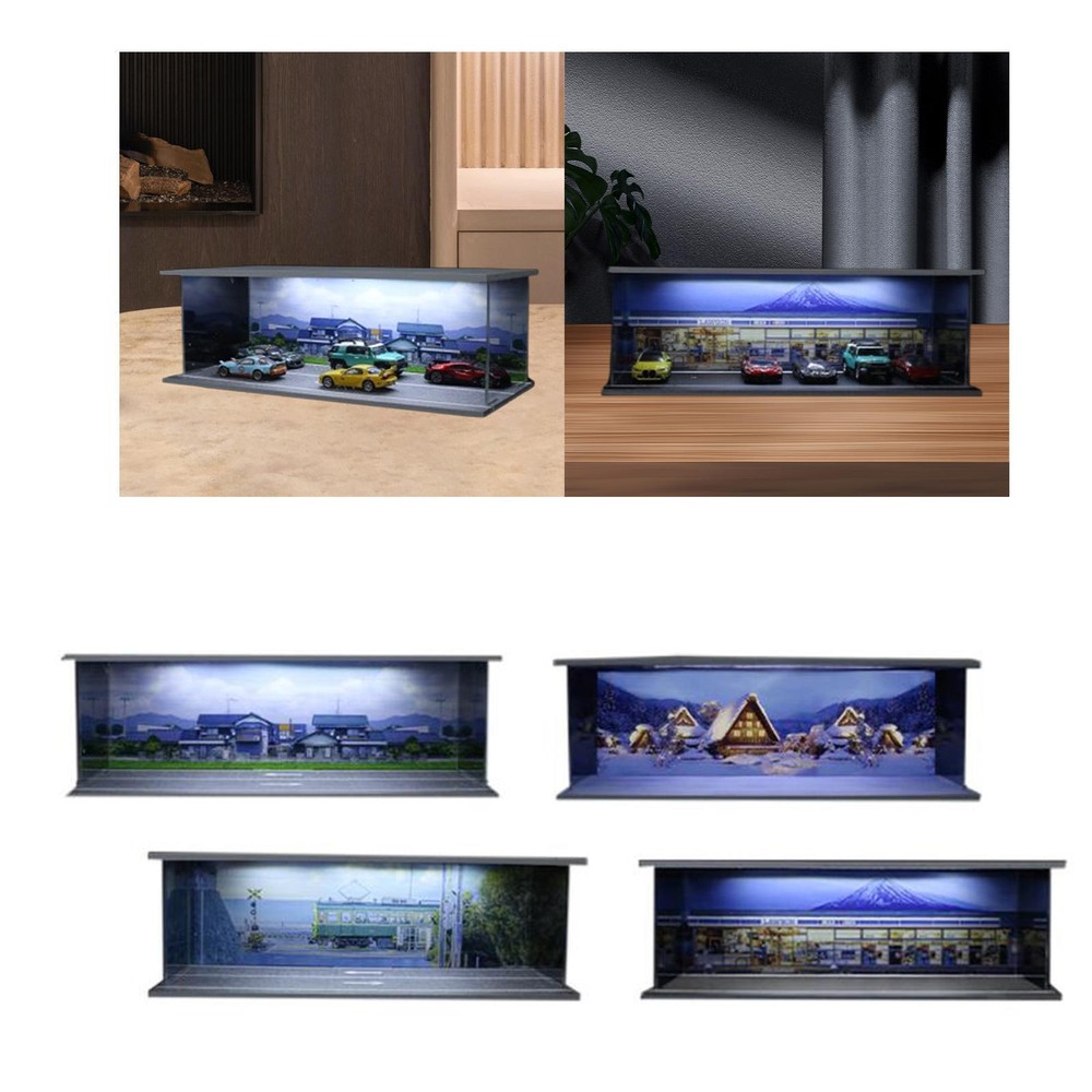 1/64 Scale Diecast Model Car Display Case Landscape for Alloy Car Toy Cars