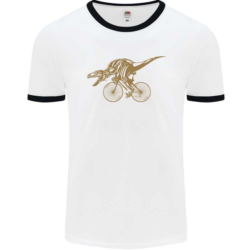 T-Rex Cycling Dinosaur Mens Ringer T-Shirt for Bike Lovers