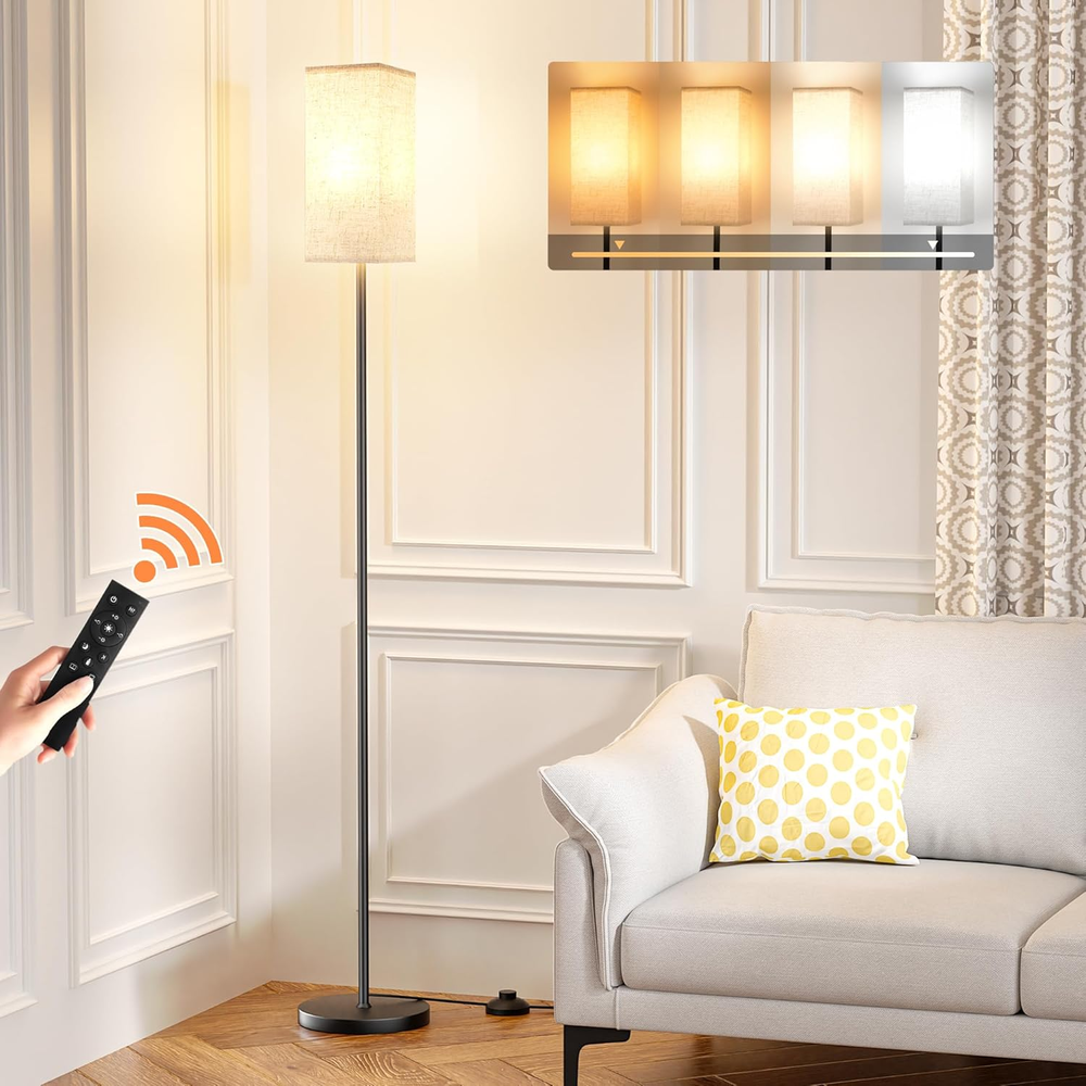 Modern 9W Stepless Dimmable Floor Lamp with Remote and Foot Switch for Living Room