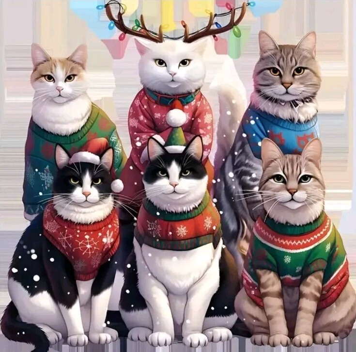 Reusable Christmas Cat Window Clings Matte Finish