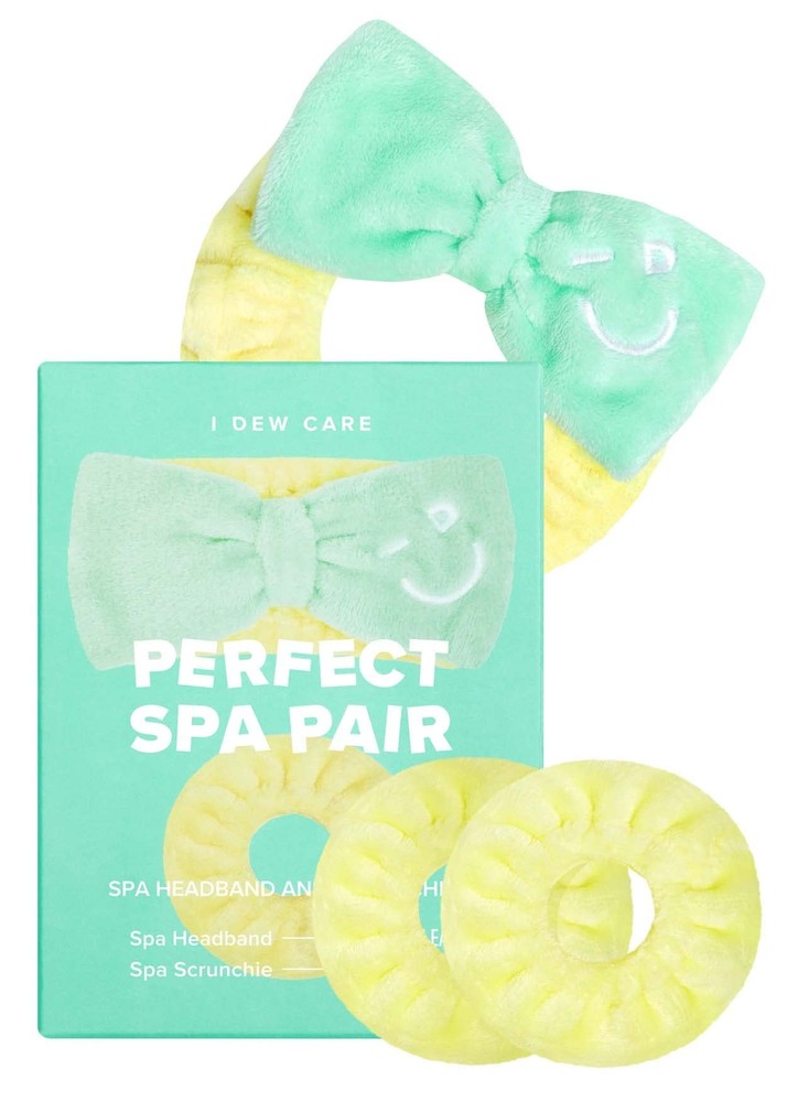 I DEW CARE Face Wash Headband & Scrunchie Set for Spa Days | Adorable Skincare Duo