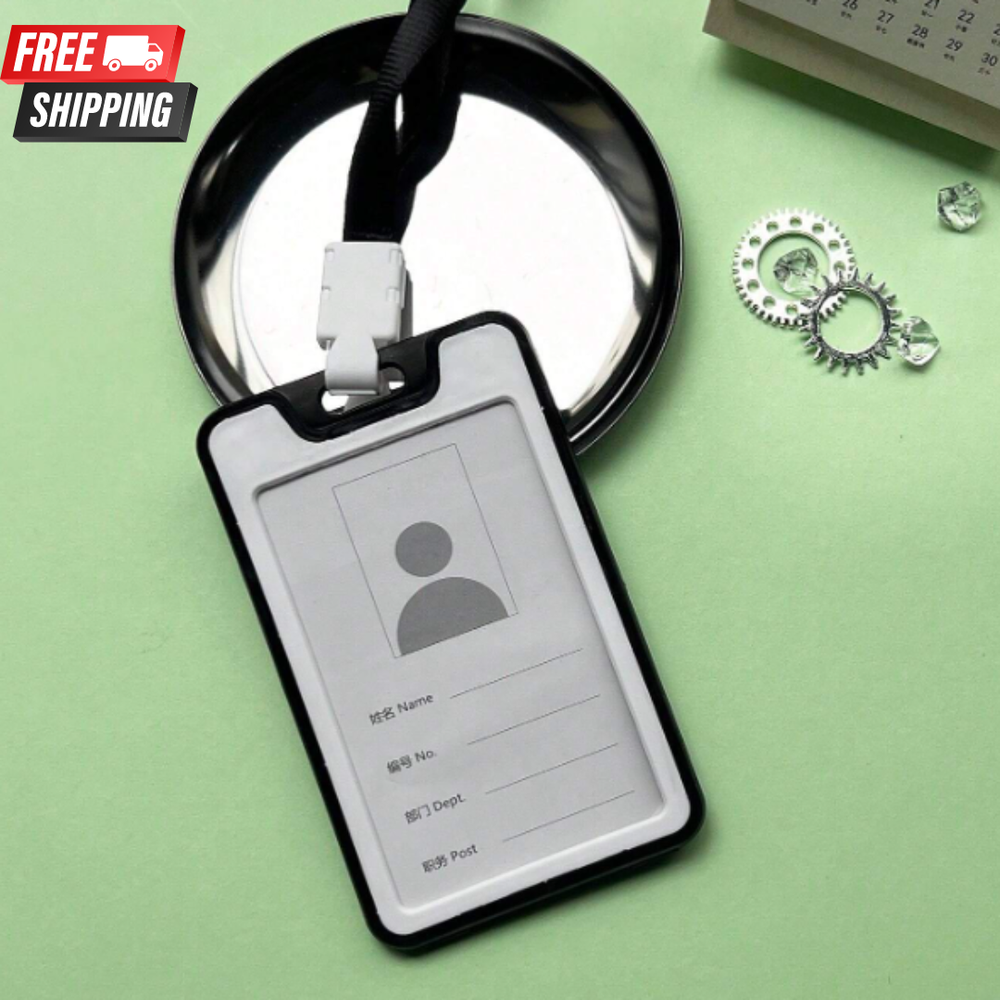 ID Badge Holder with Double-Sided Windows Hard Plastic Vertical ID Card Holder