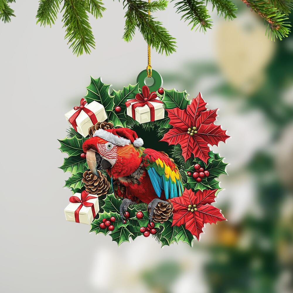 Macaw Christmas Wreath Ornament Xmas Gift  Macaw Car Ornament Holiday Decor