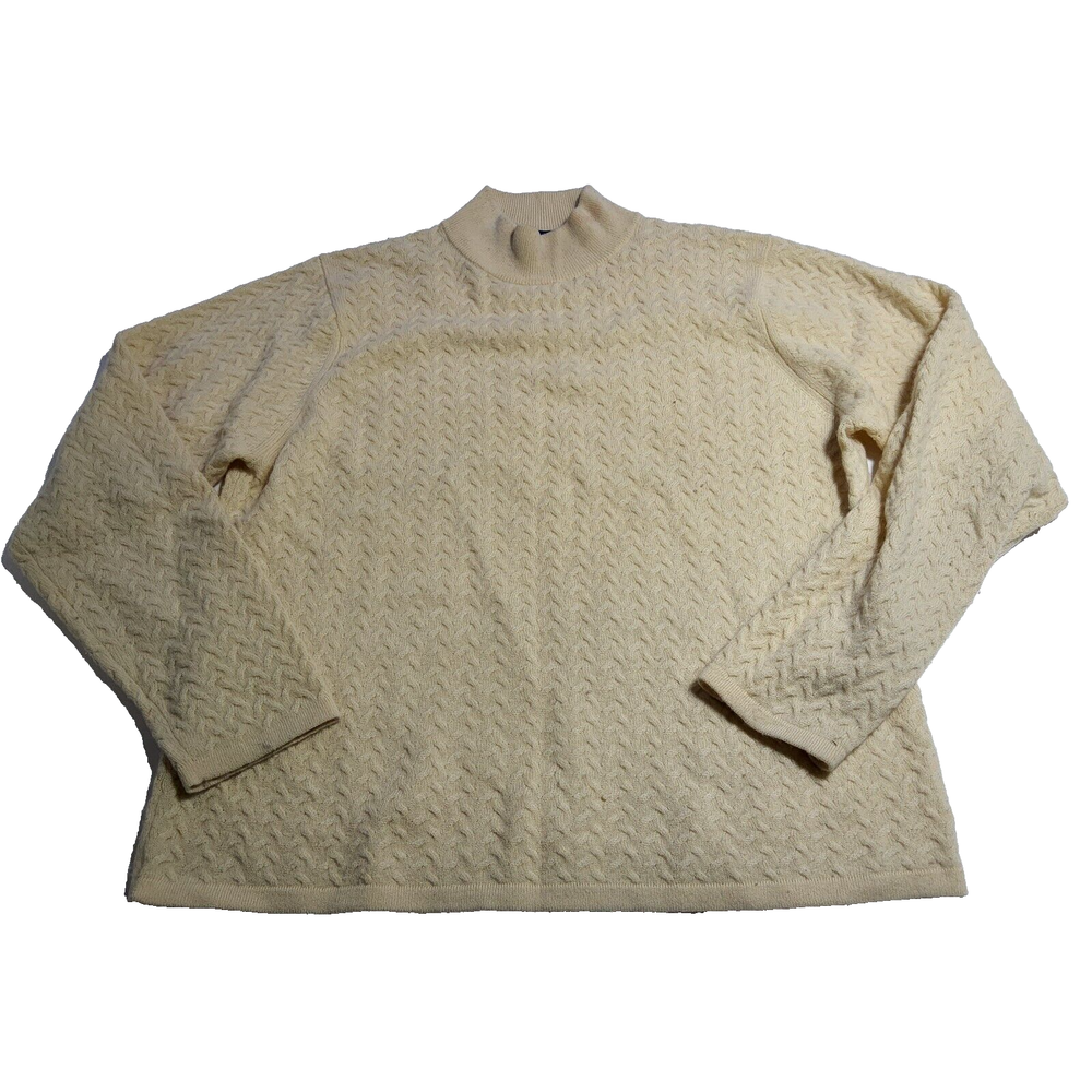 Charter club defects 2 ply cashmere sweater womens large ivory light wear stains