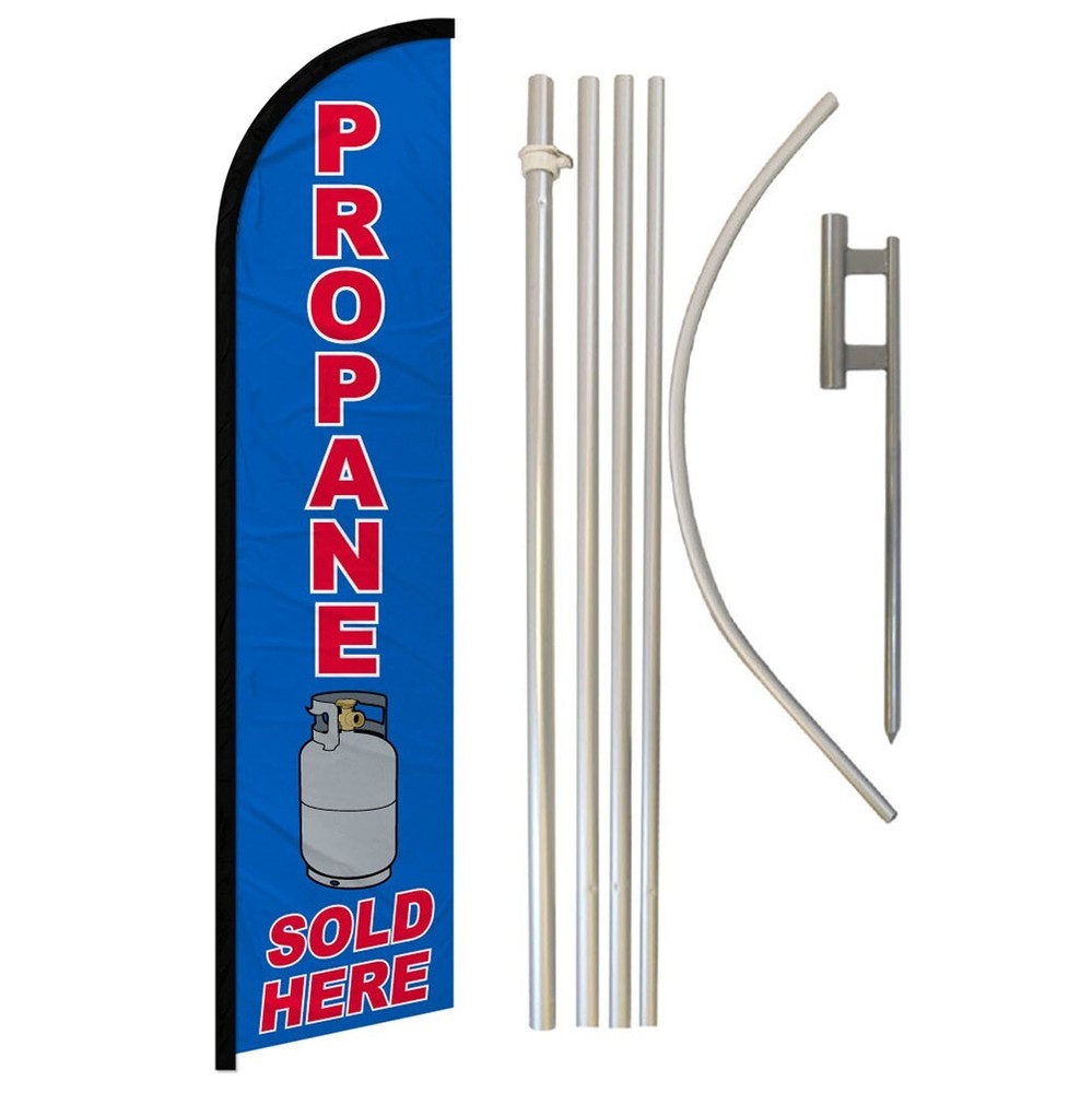 Propane Sold Here Full Curve Windless Swooper Flag & Pole Kit Propane Tanks